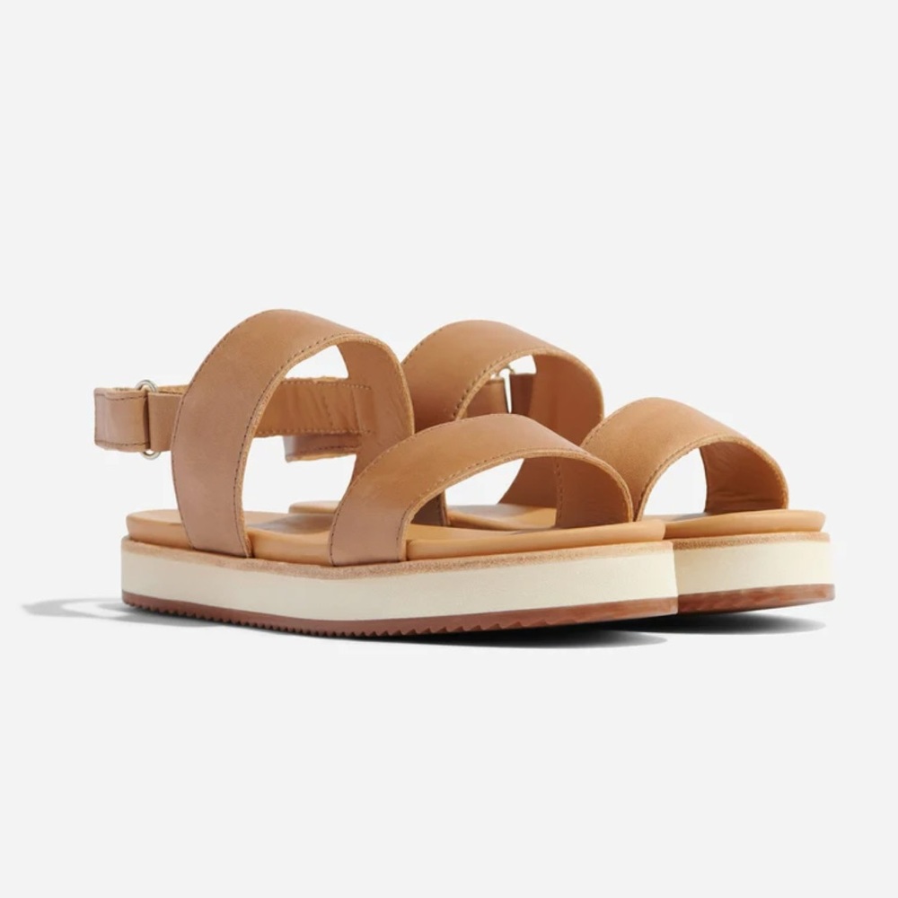 NWT Nisolo Go-To Flatform Leather Sandal - Almond - Size 11